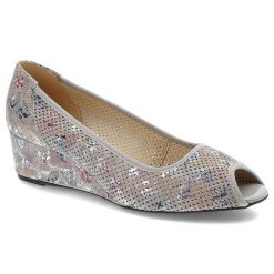 Szare Czółenka Gamis Damskie Buty Eleganckie. Szare czółenka Gamis, bez wzorów, ze skóry, bez obcasa, na koturnie, bez zapięcia. Za 199.00 zł.