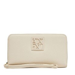 Duży Portfel Damski Armani Exchange. Białe portfele Armani Exchange, bez wzorów. Za 259.99 zł.