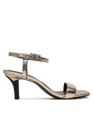 Tommy Hilfiger Sandały FW0FW08433 Złoty. Żółte sandały TOMMY HILFIGER, bez wzorów, ze skóry, bez obcasa, na szpilce, bez zapięcia. Za 409.99 zł.