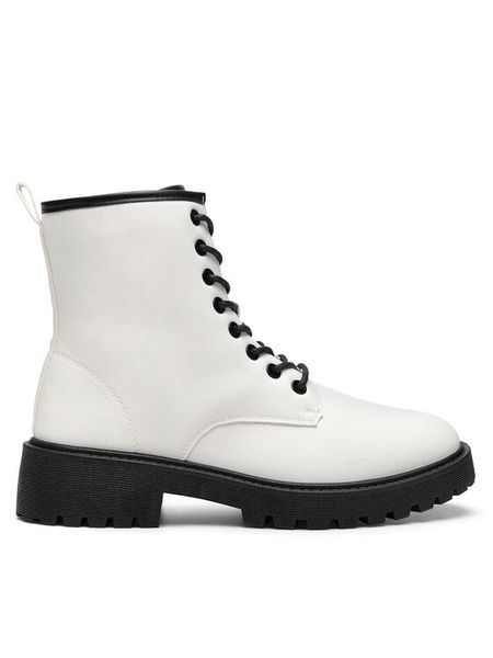 Jenny Fairy Trzewiki WFA3030-1 Biały. Białe botki Jenny Fairy, bez wzorów, ze skóry, bez obcasa, na płaskiej podeszwie, bez zapięcia. Za 139.99 zł.