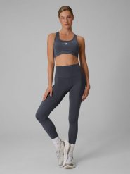 4F Legginsy treningowe szybkoschnące damskie - szare XXL. Szare legginsy 4f, xxl, bez wzorów, z podwyższonym stanem. Za 119.99 zł.