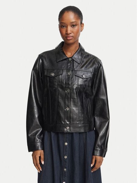 Morgan Kurtka z imitacji skóry 262-GFALOU Czarny Regular Fit. Czarne kurtki Morgan, bez wzorów, ze skóry, bez kaptura. Za 314.99 zł.