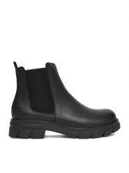 Rieker Sztyblety Z9150-00 Czarny. Czarne botki Rieker, bez wzorów, ze skóry, bez obcasa, na płaskiej podeszwie, bez zapięcia. Za 419.99 zł.