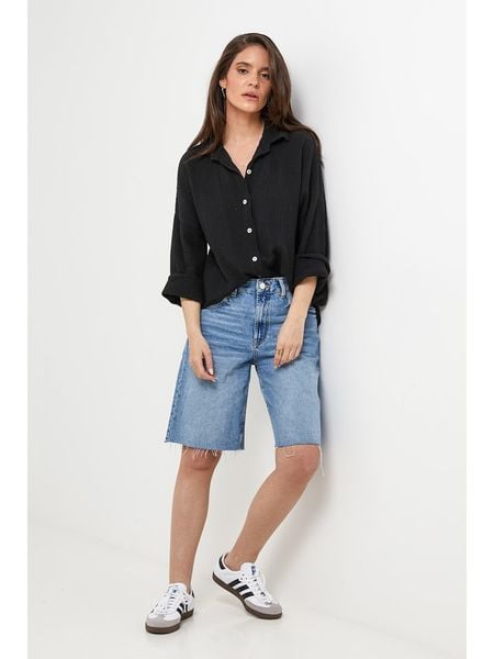 Lin Passion Lniana koszula w kolorze czarnym rozmiar: 40/42. Czarne koszule Lin Passion, bez wzorów, ze lnu, klasyczne, bez kołnierzyka, bez ramiączek. Za 169.95 zł.