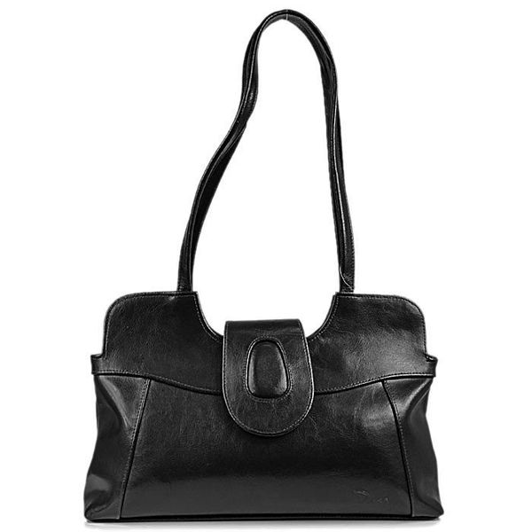 Torebka skórzana damska DAN-A T2 czarna. Czarne torebki klasyczne DAN-A, bez wzorów, ze skóry, bez dodatków. Za 299.99 zł.