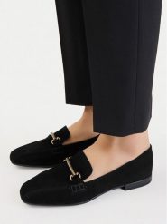 Lasocki Lordsy CEO-RST-ROMI-83 Czarny. Czarne lordsy Lasocki, bez wzorów, ze skóry, bez obcasa, bez zapięcia. Za 199.99 zł.