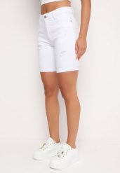 Białe Szorty Jeansowe z Wysokim Stanem z Efektem Push-Up Namsene. Białe szorty Born2be, bez wzorów, z jeansu, klasyczne, z podwyższonym stanem. Za 39.99 zł.