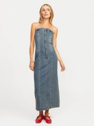 JJXX Sukienka jeansowa Tinga 12260695 Niebieski Slim Fit. Niebieskie sukienki JJXX, s, bez wzorów, z bawełny, bez kołnierzyka, bez ramiączek. Za 129.99 zł.
