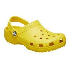 Klapki Crocs Classic. Żółte klapki Crocs, bez wzorów, bez obcasa. Za 189.99 zł.