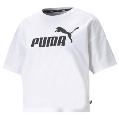 Koszulka Puma Ess Cropped Logo. Białe bluzki Puma, xl, bez wzorów, sportowe, bez kołnierzyka, bez ramiączek. Za 209.99 zł.