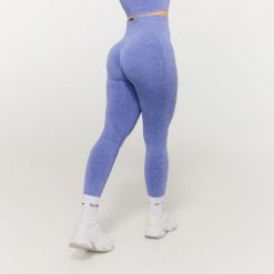 Legginsy damskie fitness bezszwowe z wysokim stanem kobaltowe FLO. Niebieskie legginsy GYMBEAM, l, bez wzorów, z elastanu, z podwyższonym stanem. Za 110.90 zł.