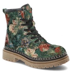 Zielone Botki Artiker Eleganckie Obuwie Damskie. Zielone botki Artiker, na zimę, bez wzorów, z materiału, bez obcasa, bez zapięcia. Za 203.99 zł.