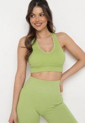 Zielony Tank Top Sportowy z Prążkowanej Dzianiny Ophiase. Zielone koszulki sportowe Born2be, bez wzorów, z dzianiny, bez ramiączek, na fitness i siłownię. W wyprzedaży za 38.24 zł.
