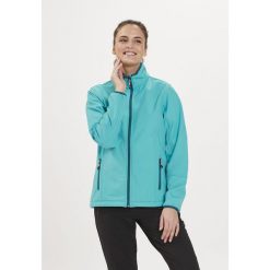 Softshell damski Whistler Covina. Niebieskie kurtki sportowe Whistler, bez wzorów, z softshellu, bez kaptura, trekkingowe. Za 199.99 zł.