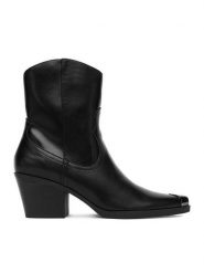 DeeZee Kowbojki BZRB0184-24 Czarny. Czarne botki DeeZee, bez wzorów, z materiału, bez obcasa, na słupku, bez zapięcia. Za 199.99 zł.