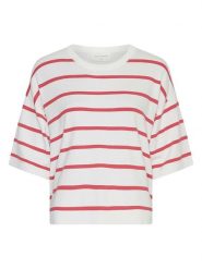 MOSS COPENHAGEN Koszulka w kolorze biało-czerwonym rozmiar: L/XL. Białe bluzki Moss Copenhagen, l, bez wzorów, bez kołnierzyka, bez ramiączek. Za 123.25 zł.