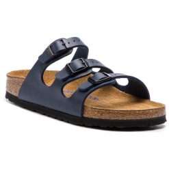 Klapki BIRKENSTOCK - Florida Bs 0554713 Blue. Niebieskie klapki Birkenstock, bez wzorów, ze skóry ekologicznej, bez obcasa. W wyprzedaży za 199.00 zł.