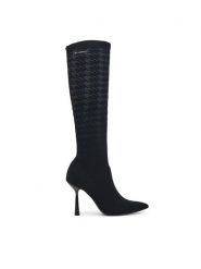 KARL LAGERFELD Kozaki Pandara KL31390 Czarny. Czarne kozaki KARL LAGERFELD, ze skóry, bez obcasa, na szpilce, bez zapięcia. Za 879.99 zł.