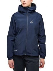 Haglöfs Kurtka przeciwdeszczowa "Kaise GTX" w kolorze granatowym rozmiar: L. Niebieskie kurtki sportowe Haglöfs, l, bez wzorów, bez kaptura, outdoorowe. Za 878.53 zł.