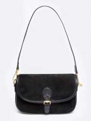 BIG STAR Skórzana torebka w kolorze czarnym - 21 x 14 cm rozmiar: onesize. Czarne torby na ramię Big Star, bez wzorów, z materiału, retro, na ramię, bez dodatków. Za 124.99 zł.