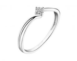 Pierścionek z białego złota z diamentami - 0,01 ct - próba 375. Białe pierścionki Apart, z diamentem, złote. Za 899.00 zł.