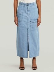 G-Star Spódnica dżinsowa w kolorze błękitnym rozmiar: W31. Niebieskie spódnice G-Star, na co dzień, z aplikacjami, z bawełny, retro, maxi, proste. Za 239.99 zł.