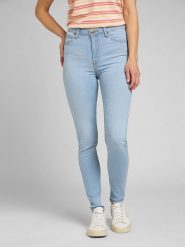 Lee Dżinsy "Scarlett" - Skinny fit - w kolorze błękitnym rozmiar: W27/L31. Niebieskie jeansy Lee, l, z aplikacjami, z podwyższonym stanem. Za 136.13 zł.