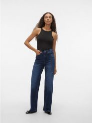 Vero Moda Dżinsy - Wide Leg fit - w kolorze granatowym rozmiar: W25/L30. Niebieskie jeansy Vero Moda, l, z aplikacjami, z podwyższonym stanem. Za 149.95 zł.