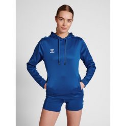 Bluza do piłki ręcznej damska Hummel Core XK z kapturem. Niebieskie bluzy sportowe Hummel, xl, bez wzorów, z kapturem. Za 188.00 zł.
