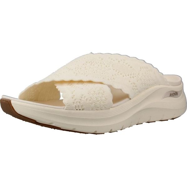 Sandały SKECHERS 164079S Biały. Białe sandały Skechers, bez wzorów, z materiału, bez obcasa, bez zapięcia. Za 490.00 zł.