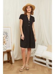 Rodier Lin Lniana sukienka w kolorze czarnym rozmiar: XL/XXL. Czarne sukienki Rodier Lin, na co dzień, xl, bez wzorów, ze lnu, bez kołnierzyka, bez ramiączek, mini, proste. Za 162.87 zł.