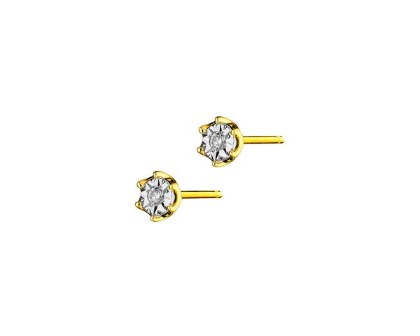 Kolczyki z żółtego i białego złota z brylantami - 0,02 ct - próba 375. Białe kolczyki Apart, z brylantem, złote. Za 699.00 zł.