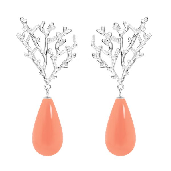 Kolczyki Koral z koralową żywicą posrebrzane. Pomarańczowe kolczyki Lilou, z koralem, posrebrzane. Za 239.00 zł.