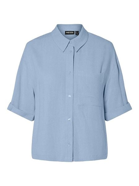 Pieces Bluzka "Vinsty" w kolorze błękitnym rozmiar: XS. Niebieskie bluzki Pieces, xs, bez wzorów, bez kołnierzyka, bez ramiączek. Za 65.54 zł.