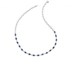 Naszyjnik z białego złota z diamentami i szafirami - 43 cm - próba 585. Białe naszyjniki Apart, z diamentem, złote. Za 23,990.00 zł.