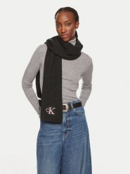 Calvin Klein Szalik Monogram K60K612659 Czarny. Czarne rękawiczki Calvin Klein, bez wzorów, z materiału. Za 239.99 zł.