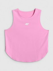 4F Top treningowy szybkoschnący damski - różowy XL. Czerwone topy 4f, s, bez wzorów, bez kołnierzyka, bez ramiączek. Za 119.99 zł.