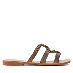 Klapki Melissa. Brązowe klapki Melissa, bez wzorów, bez obcasa. Za 239.99 zł.