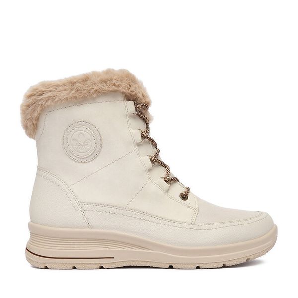 Trzewiki Rieker. Brązowe botki Rieker, bez wzorów, bez obcasa, na płaskiej podeszwie, bez zapięcia. Za 299.99 zł.