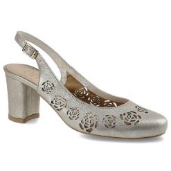 Złote Sandały Exquisite Damskie Buty Na Obcasie. Żółte sandały EXQUISITE, w ażurowe wzory, ze skóry, biznesowe, bez obcasa, na obcasie, bez zapięcia. Za 179.00 zł.