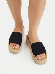 Calvin Klein Klapki Ebeth HW0HW02894 Czarny. Czarne klapki Calvin Klein, bez wzorów, z materiału, bez obcasa. Za 224.99 zł.
