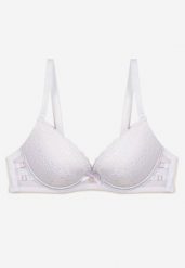 Biały Koronkowy Biustonosz Push-Up na Regulowanych Ramiączkach Yloena. Białe biustonosze Born2be, bez wzorów, z koronki. Za 34.99 zł.
