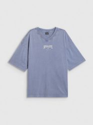 4F T-shirt oversize z nadrukiem damski - granatowy M. Niebieskie koszulki sportowe 4f, bez wzorów, z dzianiny, bez ramiączek. Za 79.99 zł.