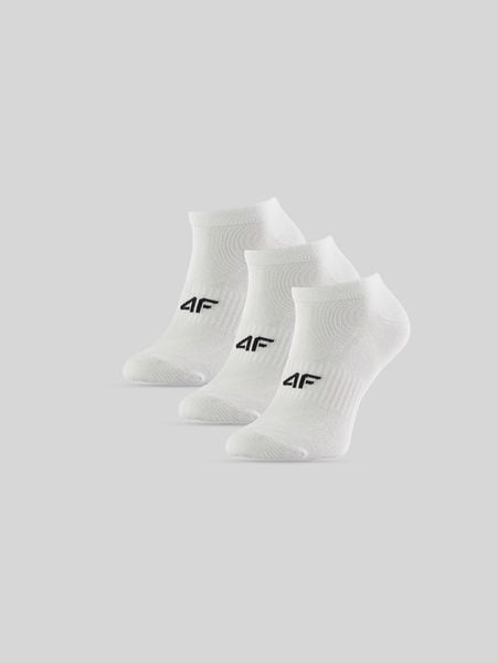 4F Skarpetki stopki (3-pack) damskie - białe 39-42. Białe skarpety 4f, bez wzorów, z bawełny. Za 49.99 zł.