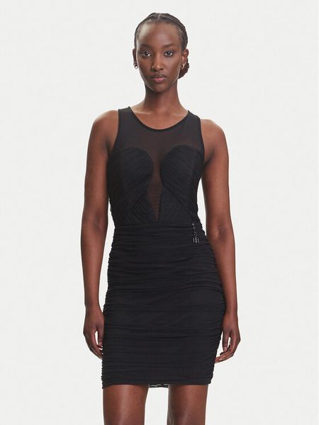 Fracomina Sukienka koktajlowa FQ23WD1005W52901 Czarny Slim Fit. Czarne sukienki Fracomina, s, bez wzorów, z syntetyku, wizytowe, bez kołnierzyka, bez ramiączek. Za 379.99 zł.