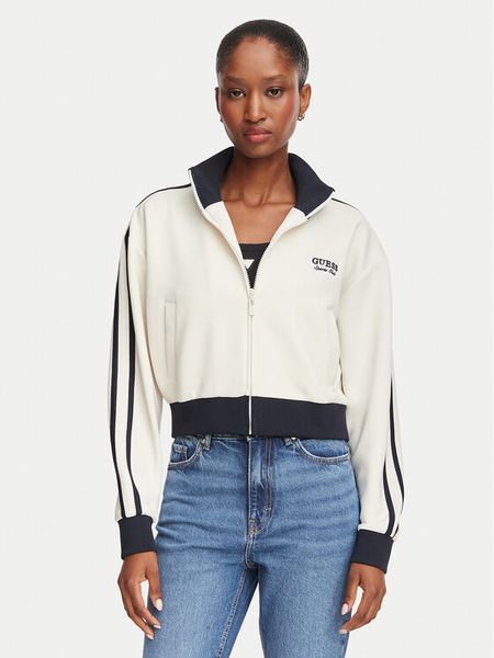 Guess Bluza V6YQ07 K4287 Kremowy Regular Fit. Białe bluzy Guess, xs, z aplikacjami, z syntetyku, bez kaptura. Za 434.99 zł.