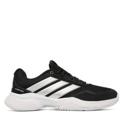 Buty do tenisa adidas. Czarne obuwie sportowe Adidas, bez zapięcia, tenisowe. Za 329.99 zł.