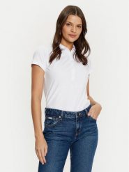 Guess Polo W4GP62 KBZV1 Biały Slim Fit. Białe koszulki polo Guess, l, z aplikacjami, z bawełny, bez kołnierzyka, bez ramiączek. Za 169.99 zł.