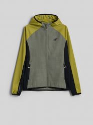 4F Kurtka softshell wiatroodporna damska - oliwkowa L. Brązowe kurtki sportowe 4f, l, bez wzorów, z softshellu, bez kaptura. Za 249.99 zł.