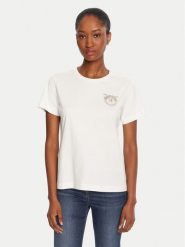 PINKO T-Shirt Quentin 103320 A2RN Biały Regular Fit. Białe t-shirty Pinko, xl, bez wzorów, z bawełny, bez kołnierzyka, bez ramiączek. Za 659.99 zł.